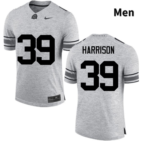 Ohio State Buckeyes Malik Harrison Men's #39 Gray Game Stitched College Football Jersey